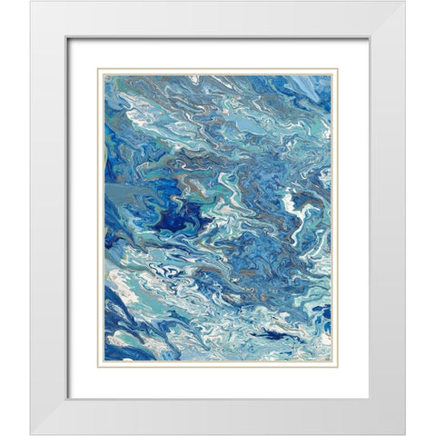 Marbleized Beach View I White Modern Wood Framed Art Print with Double Matting by Ritter, Gina