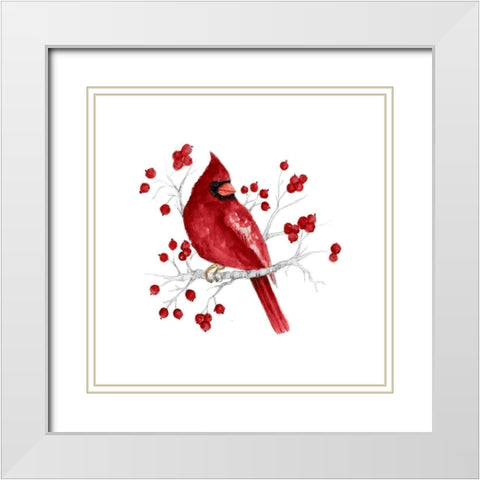 Winter Cardinal in Red I White Modern Wood Framed Art Print with Double Matting by Gaynor, Janice