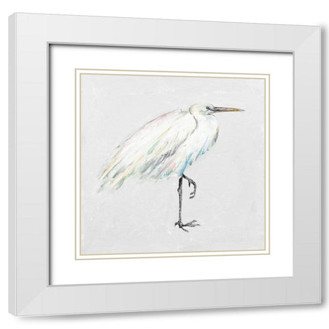 White Egret White Modern Wood Framed Art Print with Double Matting by Pinto, Patricia