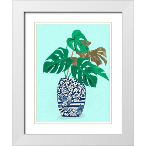 Jungle Leaves in Vase White Modern Wood Framed Art Print with Double Matting by Pinto, Patricia