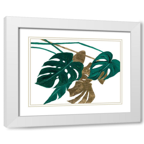 Modern Jungle Leaves I White Modern Wood Framed Art Print with Double Matting by Pinto, Patricia