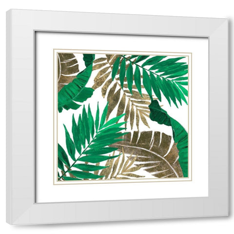 Modern Jungle Leaves Close Up I White Modern Wood Framed Art Print with Double Matting by Pinto, Patricia