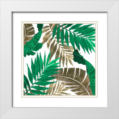 Modern Jungle Leaves Close Up I White Modern Wood Framed Art Print with Double Matting by Pinto, Patricia