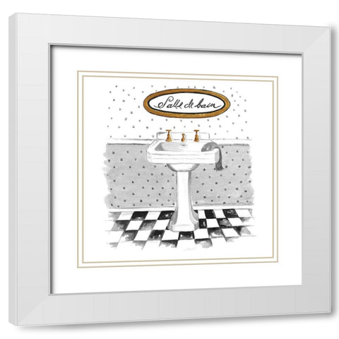 Salle de Bain White Modern Wood Framed Art Print with Double Matting by Pinto, Patricia