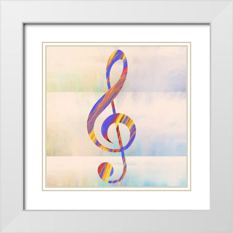 Music Note White Modern Wood Framed Art Print with Double Matting by Meneely, Dan
