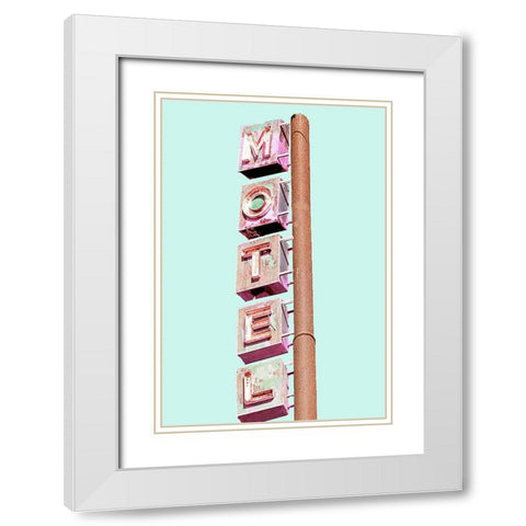Motel Sign White Modern Wood Framed Art Print with Double Matting by SD Graphics Studio