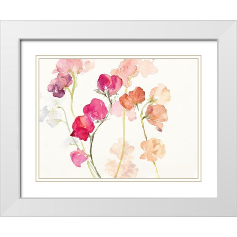Swaying Sweet Peas White Modern Wood Framed Art Print with Double Matting by Loreth, Lanie