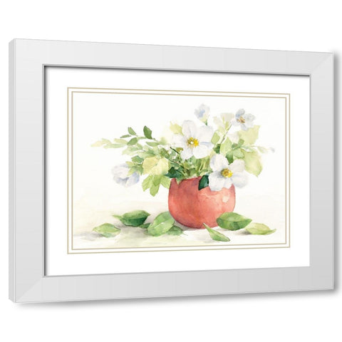 White Anemones in Copper Vase White Modern Wood Framed Art Print with Double Matting by Loreth, Lanie