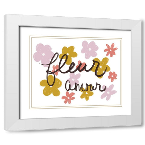 Fleur Amour White Modern Wood Framed Art Print with Double Matting by Navas, Emily