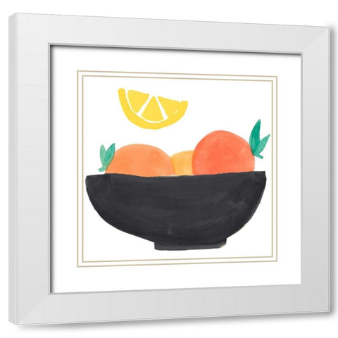 Fruit Bowl I White Modern Wood Framed Art Print with Double Matting by Navas, Emily