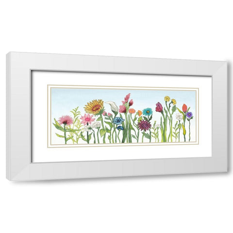 Swaying Blooms I White Modern Wood Framed Art Print with Double Matting by Medley, Elizabeth