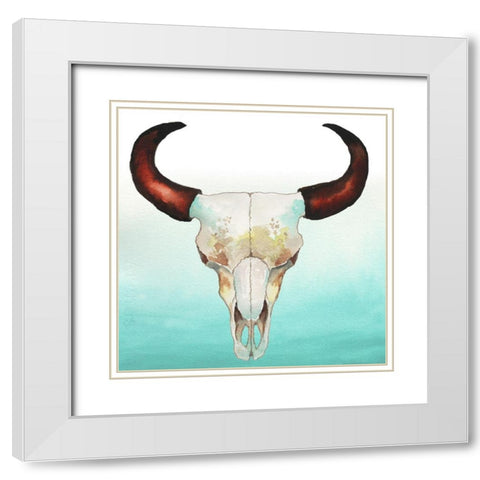 Country Skull White Modern Wood Framed Art Print with Double Matting by Medley, Elizabeth