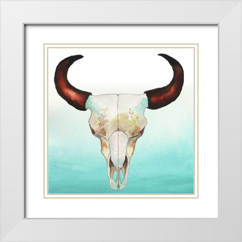 Country Skull White Modern Wood Framed Art Print with Double Matting by Medley, Elizabeth