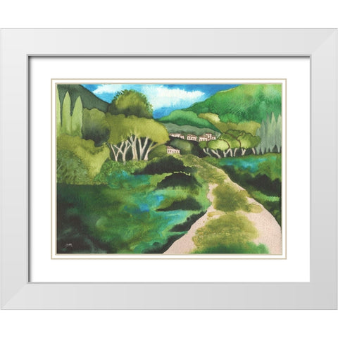 Small Village I White Modern Wood Framed Art Print with Double Matting by Medley, Elizabeth
