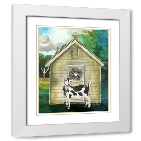 Goat Shed II White Modern Wood Framed Art Print with Double Matting by Medley, Elizabeth