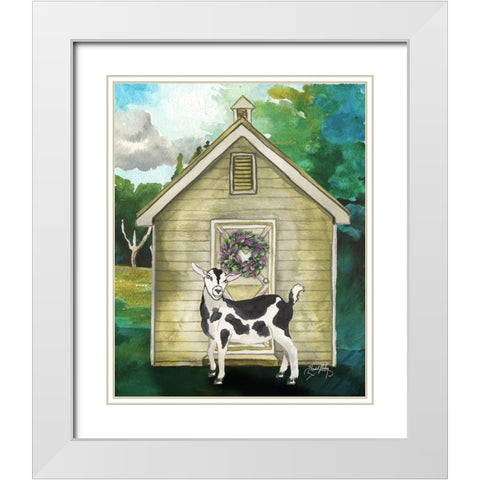 Goat Shed II White Modern Wood Framed Art Print with Double Matting by Medley, Elizabeth