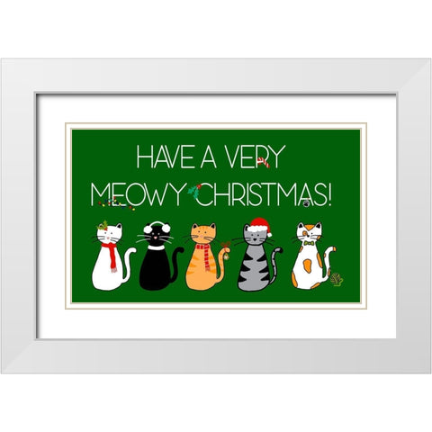Christmas Cat Wishes White Modern Wood Framed Art Print with Double Matting by Torres, Melanie