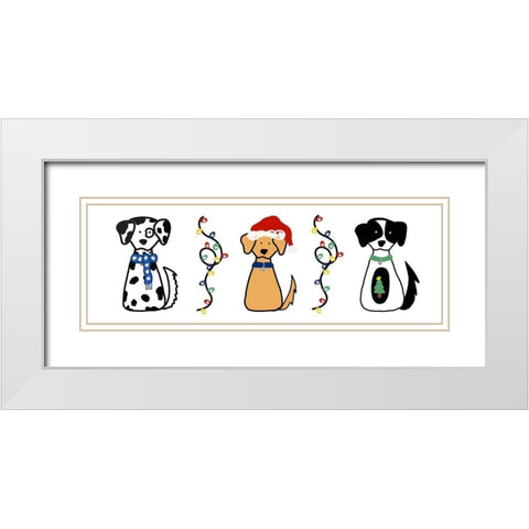 Christmas Dogs I White Modern Wood Framed Art Print with Double Matting by Torres, Melanie
