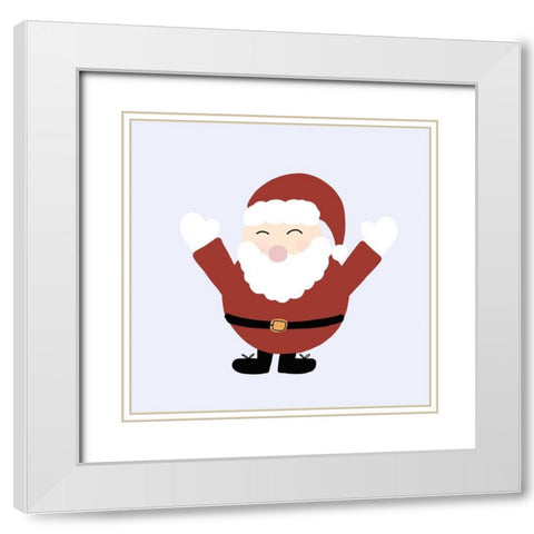 Jolly Santa White Modern Wood Framed Art Print with Double Matting by Torres, Melanie