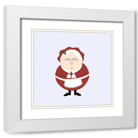 Jolly Mrs. Claus White Modern Wood Framed Art Print with Double Matting by Torres, Melanie