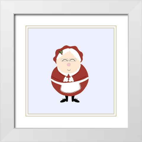 Jolly Mrs. Claus White Modern Wood Framed Art Print with Double Matting by Torres, Melanie