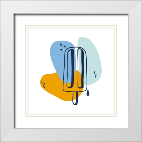 Watercolor Popsicle Sketch White Modern Wood Framed Art Print with Double Matting by Torres, Melanie