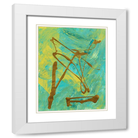 Melting Colors and Gold I White Modern Wood Framed Art Print with Double Matting by Ritter, Gina
