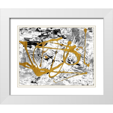 Melting Colors and Gold II White Modern Wood Framed Art Print with Double Matting by Ritter, Gina