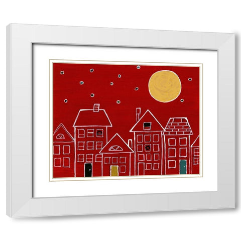 Moonlit City Night White Modern Wood Framed Art Print with Double Matting by Loreth, Lanie