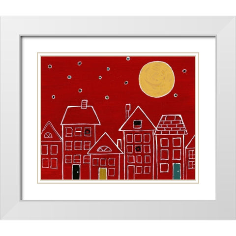 Moonlit City Night White Modern Wood Framed Art Print with Double Matting by Loreth, Lanie