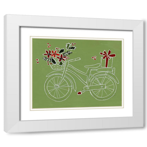 Modern Christmas Bicycle White Modern Wood Framed Art Print with Double Matting by Loreth, Lanie