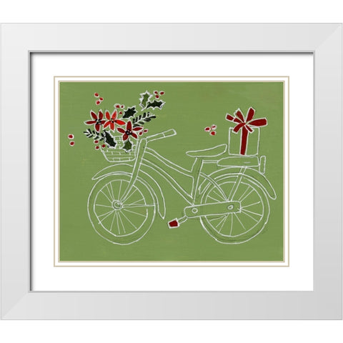Modern Christmas Bicycle White Modern Wood Framed Art Print with Double Matting by Loreth, Lanie