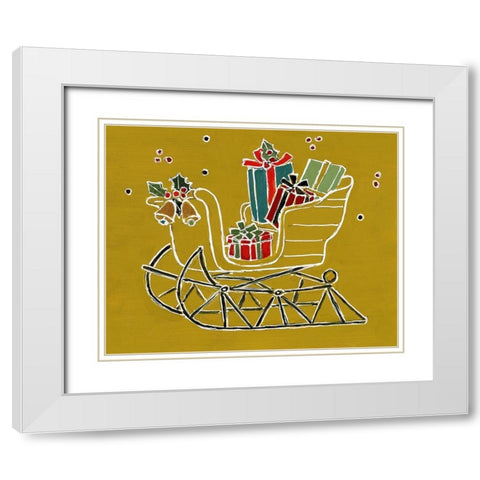 Sleigh with Gifts White Modern Wood Framed Art Print with Double Matting by Loreth, Lanie