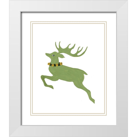 Modern Reindeer White Modern Wood Framed Art Print with Double Matting by Loreth, Lanie