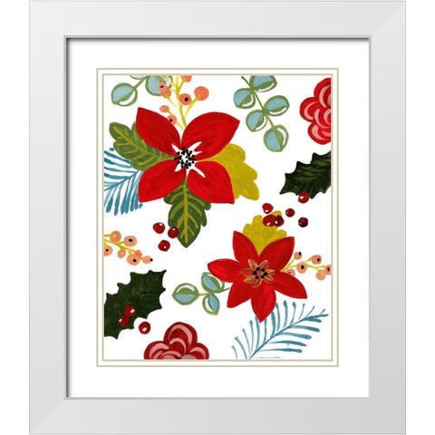 Modern Poinsettias White Modern Wood Framed Art Print with Double Matting by Loreth, Lanie