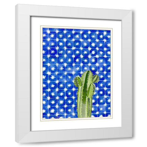 Blue Tile Agave White Modern Wood Framed Art Print with Double Matting by Bucheli, Jen