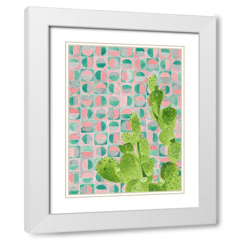 Pink Tile Agave White Modern Wood Framed Art Print with Double Matting by Bucheli, Jen