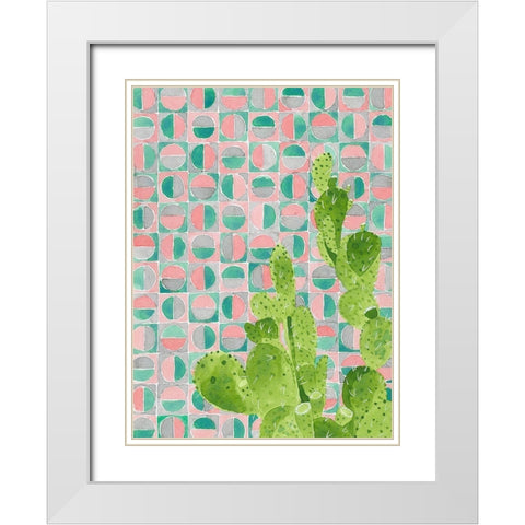 Pink Tile Agave White Modern Wood Framed Art Print with Double Matting by Bucheli, Jen