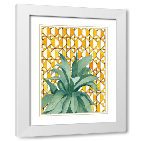 Yellow Tile Agave White Modern Wood Framed Art Print with Double Matting by Bucheli, Jen