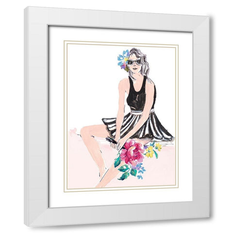 Pink Pop Girl White Modern Wood Framed Art Print with Double Matting by Pinto, Patricia
