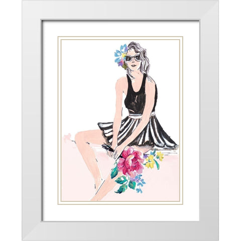 Pink Pop Girl White Modern Wood Framed Art Print with Double Matting by Pinto, Patricia