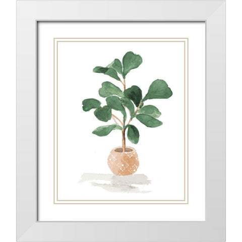 Potted Fiddle Fig Tree I White Modern Wood Framed Art Print with Double Matting by Loreth, Lanie