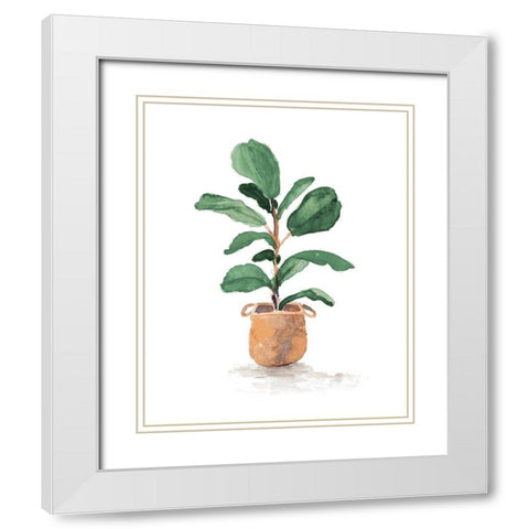 Potted Fiddle Fig Tree II White Modern Wood Framed Art Print with Double Matting by Loreth, Lanie