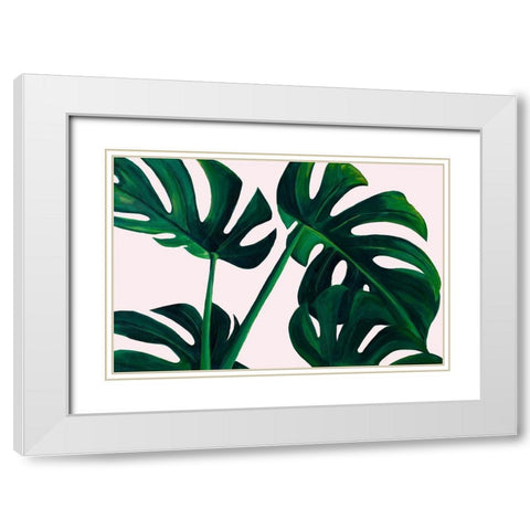 Monstera Palms White Modern Wood Framed Art Print with Double Matting by Goodrich, Chelsea