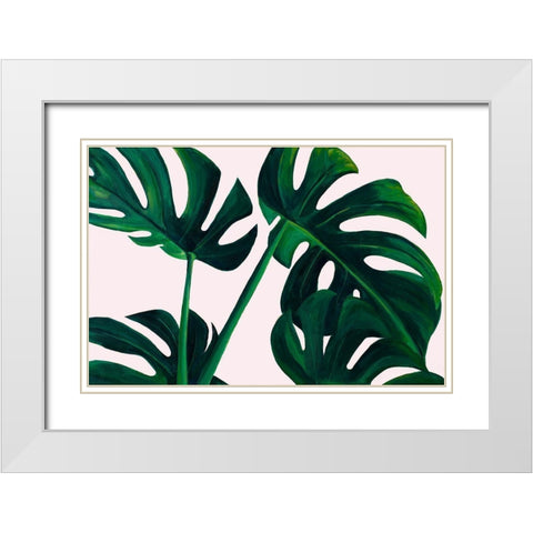 Monstera Palms White Modern Wood Framed Art Print with Double Matting by Goodrich, Chelsea