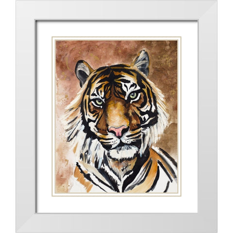 Tiger White Modern Wood Framed Art Print with Double Matting by Goodrich, Chelsea