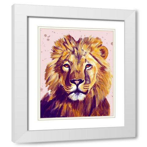 Lion Face White Modern Wood Framed Art Print with Double Matting by Goodrich, Chelsea
