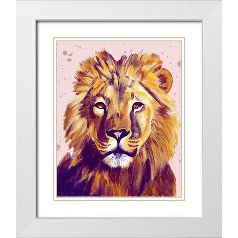 Lion Face White Modern Wood Framed Art Print with Double Matting by Goodrich, Chelsea