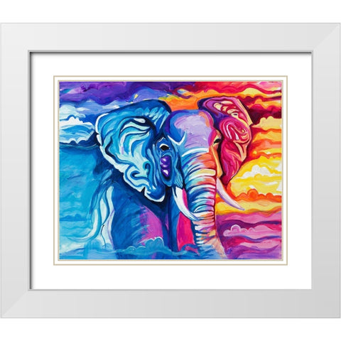 Elephant in Vibrant Colors White Modern Wood Framed Art Print with Double Matting by Goodrich, Chelsea