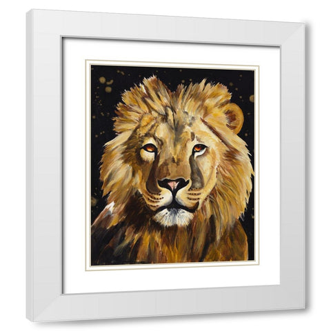 Lion White Modern Wood Framed Art Print with Double Matting by Goodrich, Chelsea